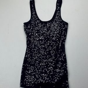 Express Heather Grey Tank w/ Clear Sequins